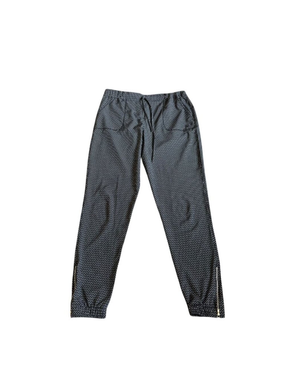 Albion Jetsetters Pants Black White Zipper Ankle Medium Tall Womens
